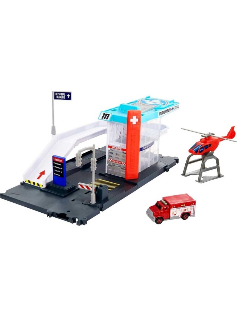 Action Drivers Helicopter Rescue Playset with 1:64 Scale Ambulance & Connects